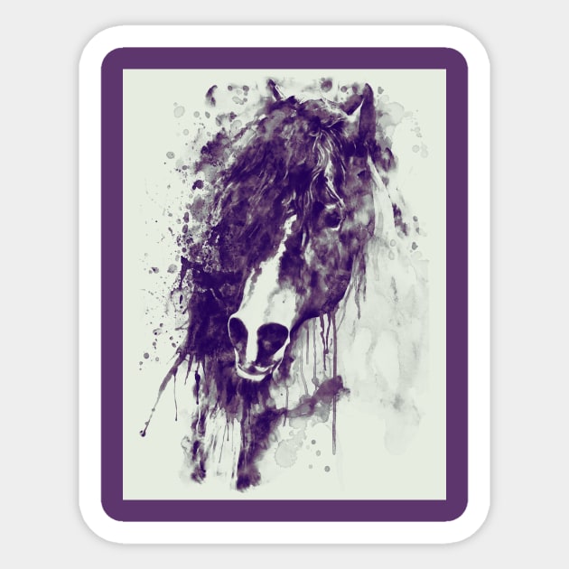 Abstract Horse Head Purple Tones Sticker by Marian Voicu